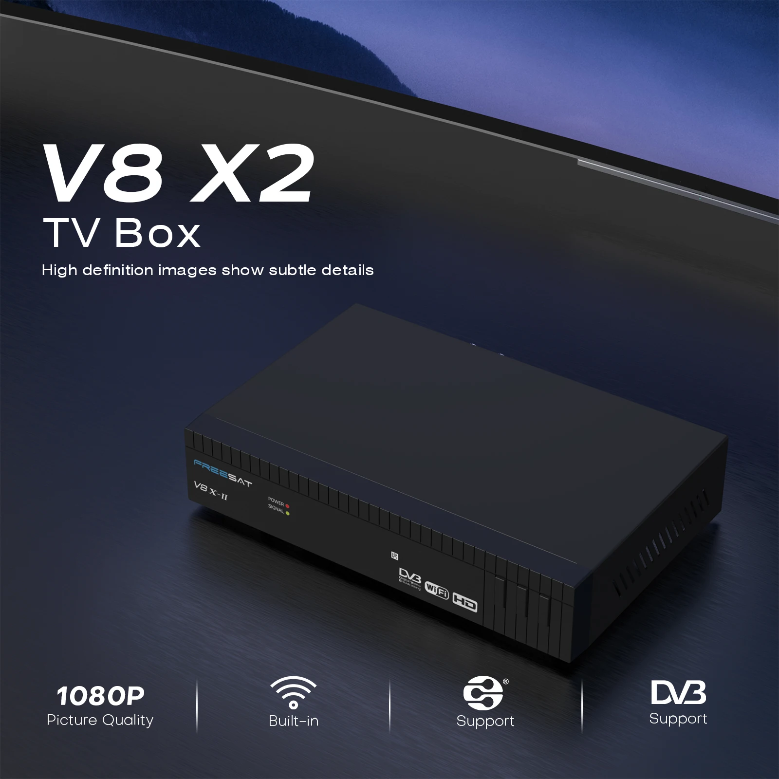 FREESAT V8X2 Satellite Receiver DVB-S/S2/S2X 1080P HD 2.4G WIFI H.265 HEVC 10bit TV Decoder MARS/ECAM CA Card TV Box Receiver