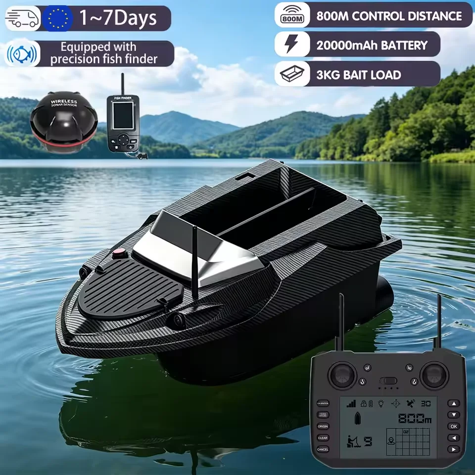 V080 Carbon Fibre GPS Remote Control Bait Boat 20000mAh 180