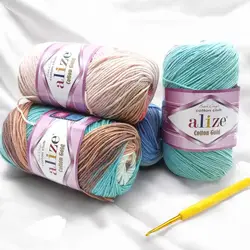 Alize Cotton Gold Batik 100 Gr Soft Yarn for Hand Knitting Crochet Thread DIY Baby Knitwear Scarf Blanket Shawl Sweater Cardigan