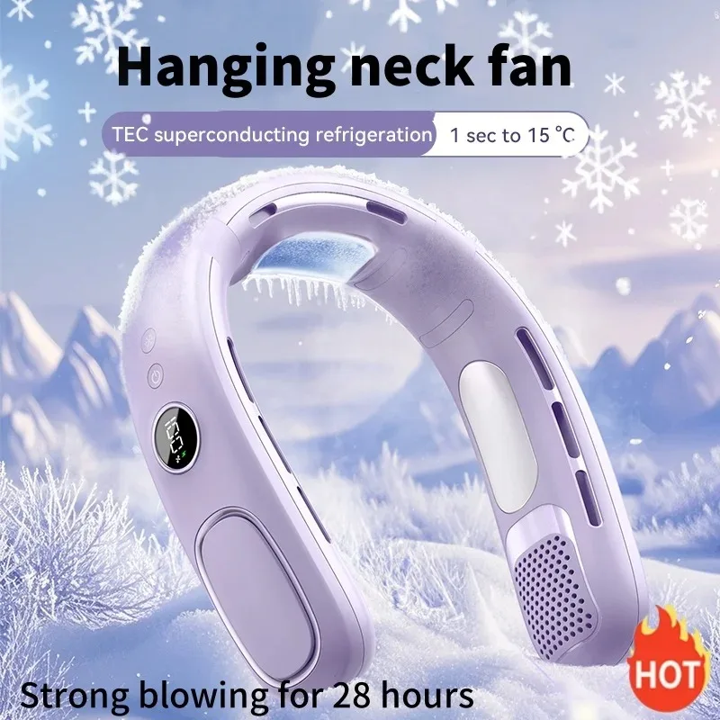 

Носимый шейный вентилятор с полупроводниковым охлаждением TEC, 5-скоростной безлопастной воздушный поток, перезаряжаемый через USB, портативный для улицы