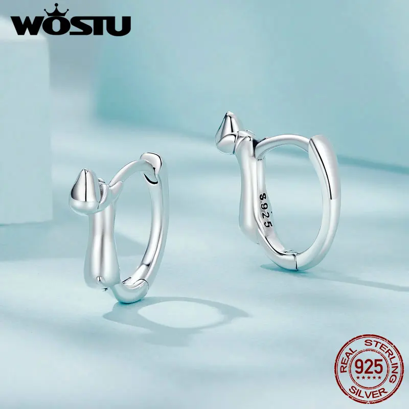 WOSTU Original 925 Sterling Silver Lying Dachshund Hoop Earrings Dachshund Ear Buckles for Women Dog Lovers Special Gift Jewelry