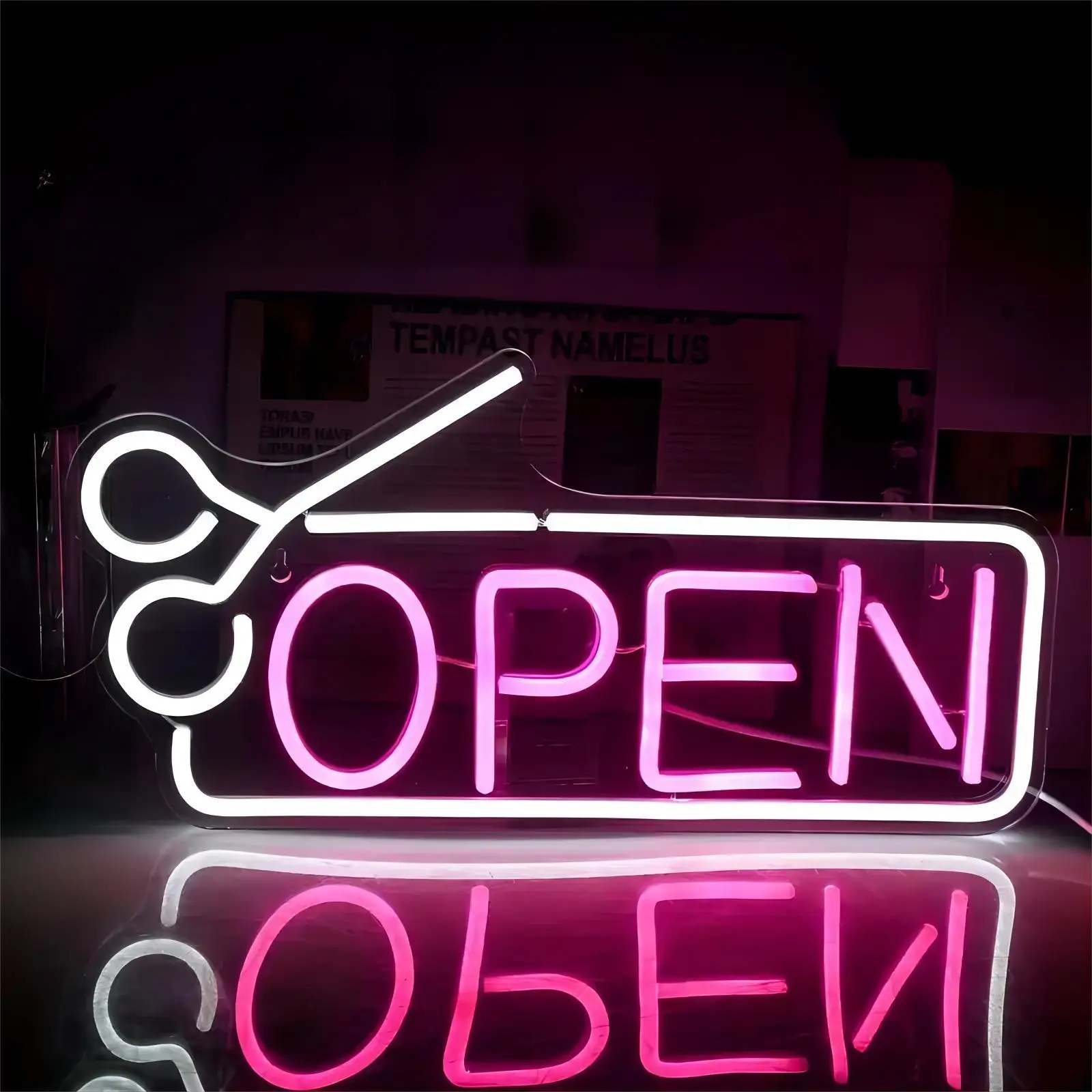 

Open Neon Sign Pink White LED Sign USB Powered Neon Light up Signs for Wall Decor with Switch for Salon Store Hotel Shop Club