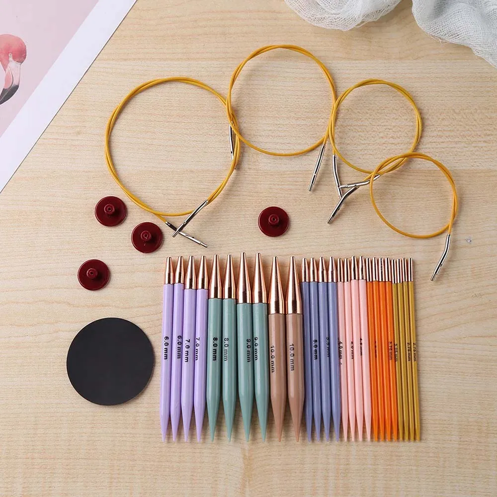 13 Pair Crochet Hook Interchangeable Circular Knitting Needles Set  DIY Art Craft Weaving Sewing Stitches Tool For Beginner Gift