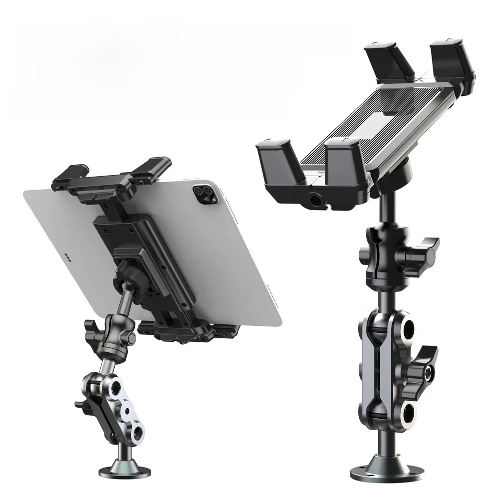 Autotelefoonhouder Aluminium Heavy Duty boorbasis Tablethouder Autohouder Dashboard 360 °   Verstelbare 2-traps standaard voor 5-15" iPad - afbeelding 2
