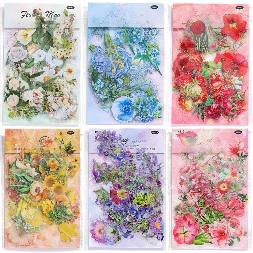 100 sztuk/worek Vintage botaniczne kwiaty naklejki żywica epoksydowa wypełniacze materiał dekoracyjny dla majsterkowiczów żywica epoksydowa UV rzemiosło wystrój książki — zdjęcie 2