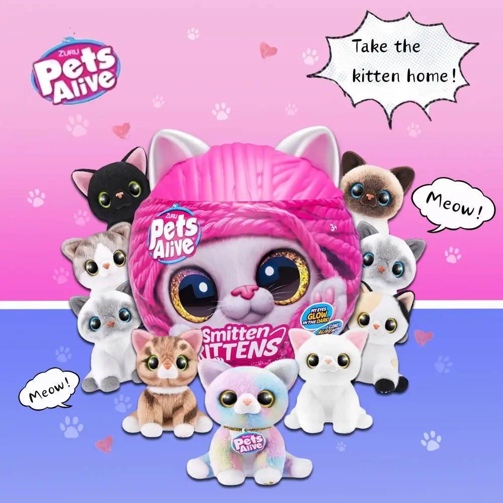 

ZURU Pets Alive Smitten Kittens: Мини-игрушки в закрытой упаковке, плюшевые игрушки-домики, нелиняющие, для новогоднего специального предложения