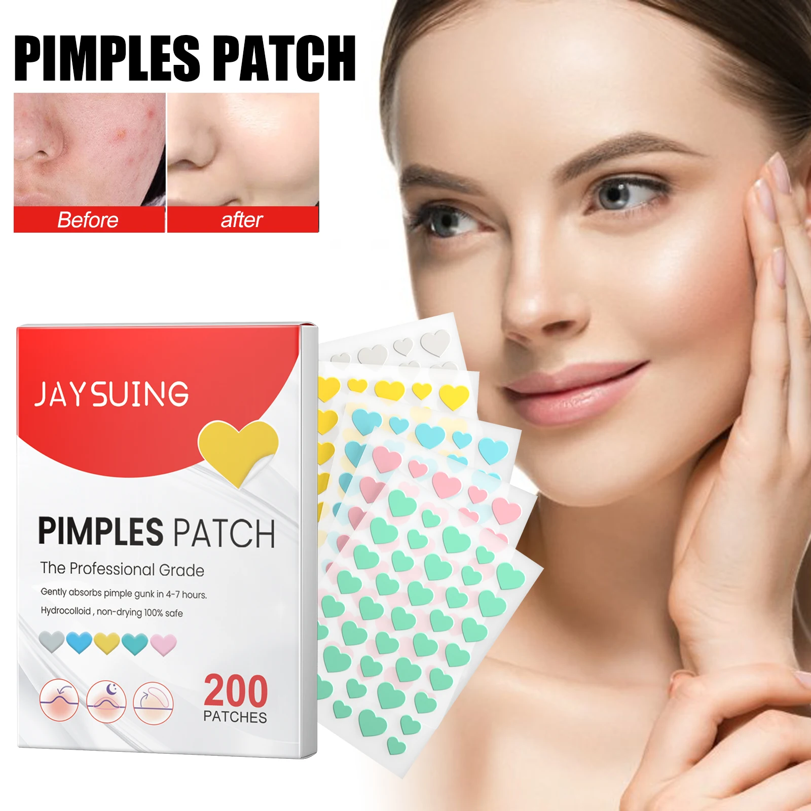 Cuore Acne Patch Copertura Brufoli Segni sbiaditi Pulizia dei pori Equilibrio Olio Riparazione Dissolvenza Rossore Promozionato Guarigione Soluzione per imperfezioni della pelle