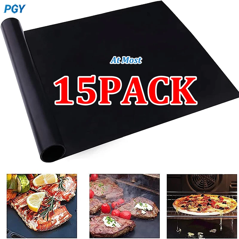 At Most 15PACK Non-stick BBQ Grill Mat  Reusable Baking Mat Outdoor Picnic Cooking Barbecue Tools Cooking Grilling Sheet 40*33cm