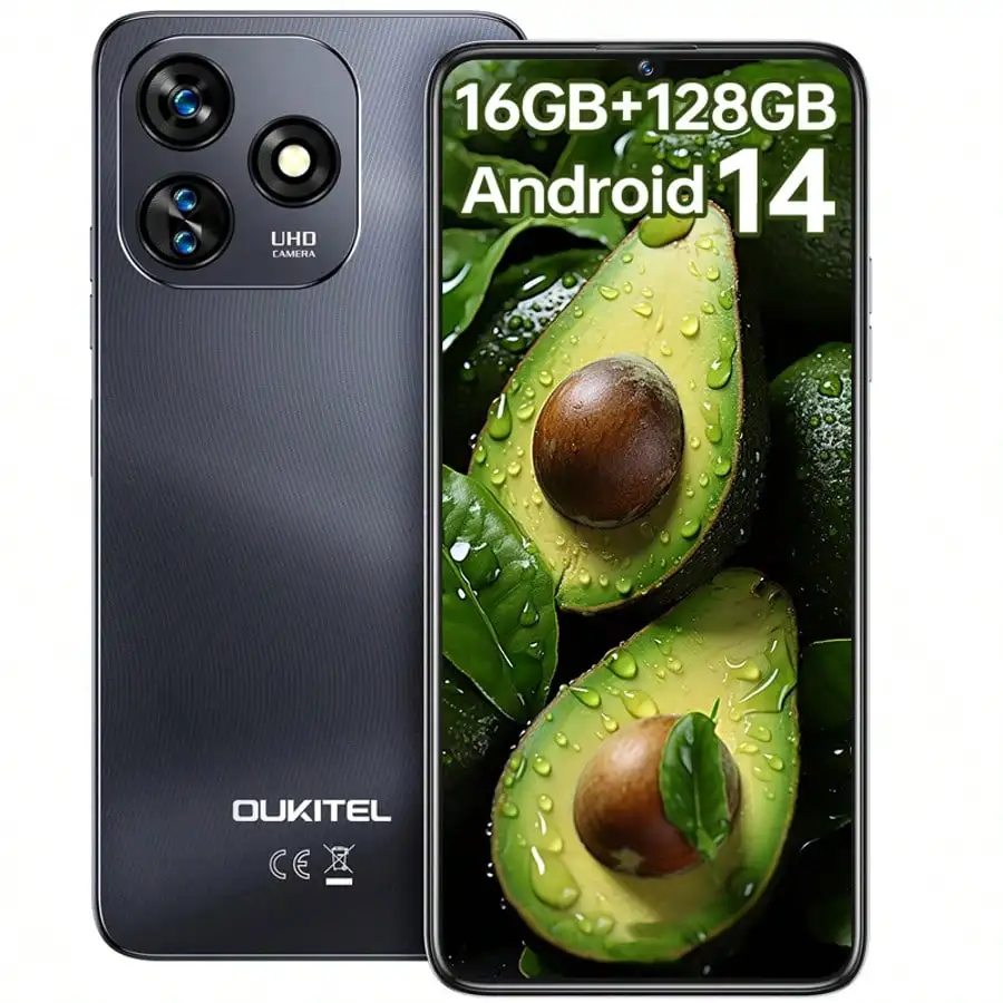 T�l�phones mobiles OUKITEL C51 d�bloqu�s, sans carte SIM, �cran HD+ de 6,8 pouces, smartphone 16(4+12) Go + 128 Go/1 To, t�l�phones mobiles Android 14