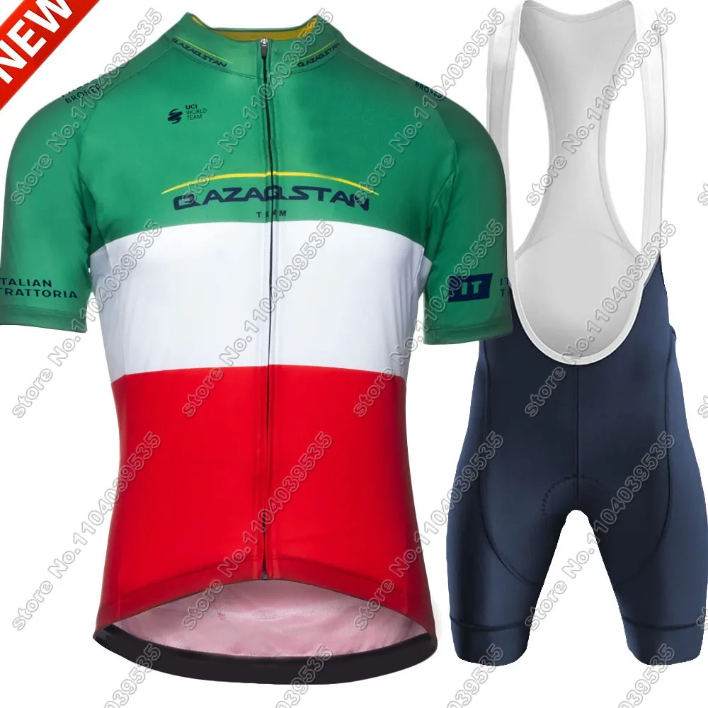 Qazaqstan Team 2024 Cycling Jersey Set italy Champion Mark Cavendish Cycling Clothing Men Road Bike Shirts Suit Bicycle Shorts