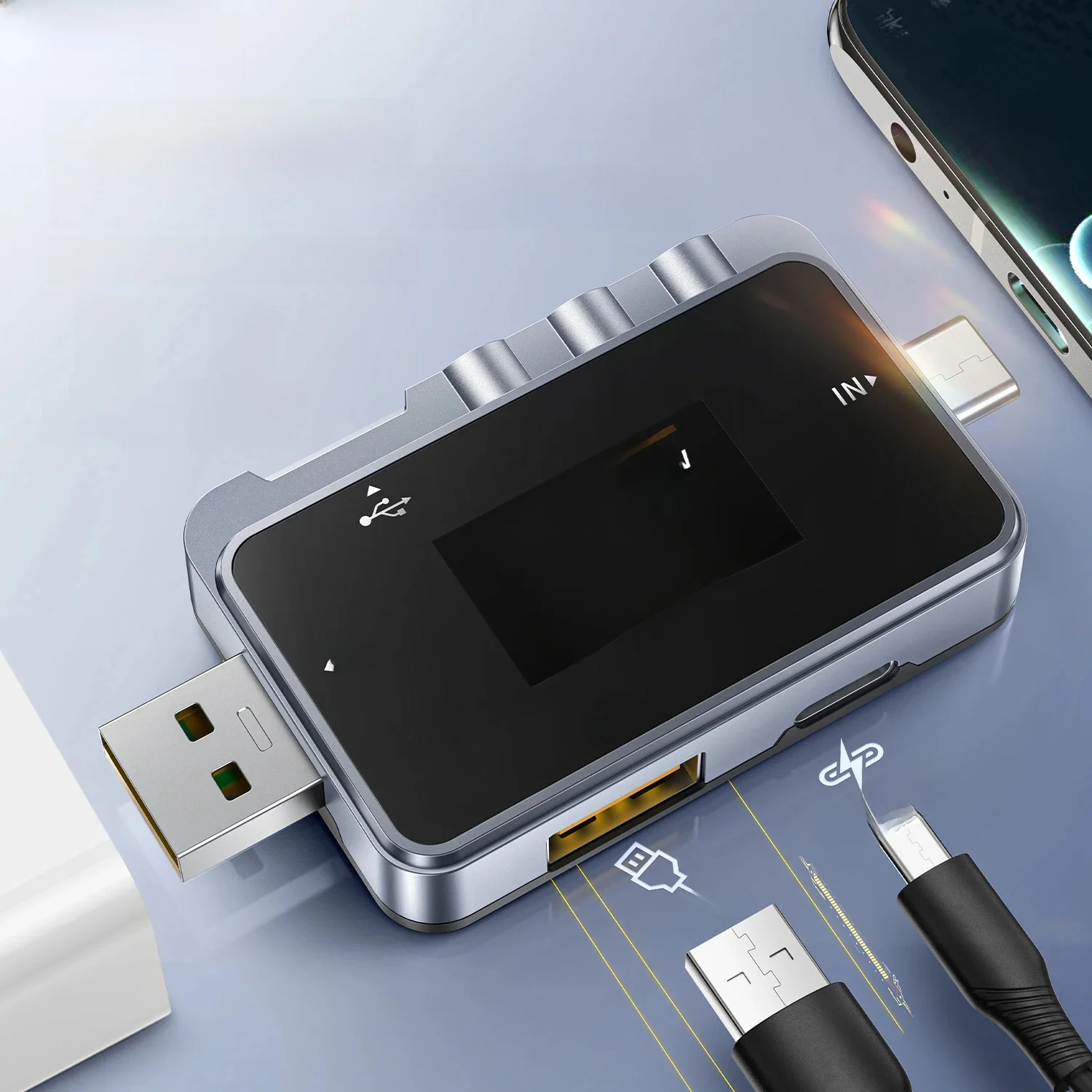 FNIRSI FNAC-28 6.5A Tester USB typu C woltomierz cyfrowy Amper Tester napięcia prądu amperomierz Power Bank ładowarka miernik pojemności — zdjęcie 2