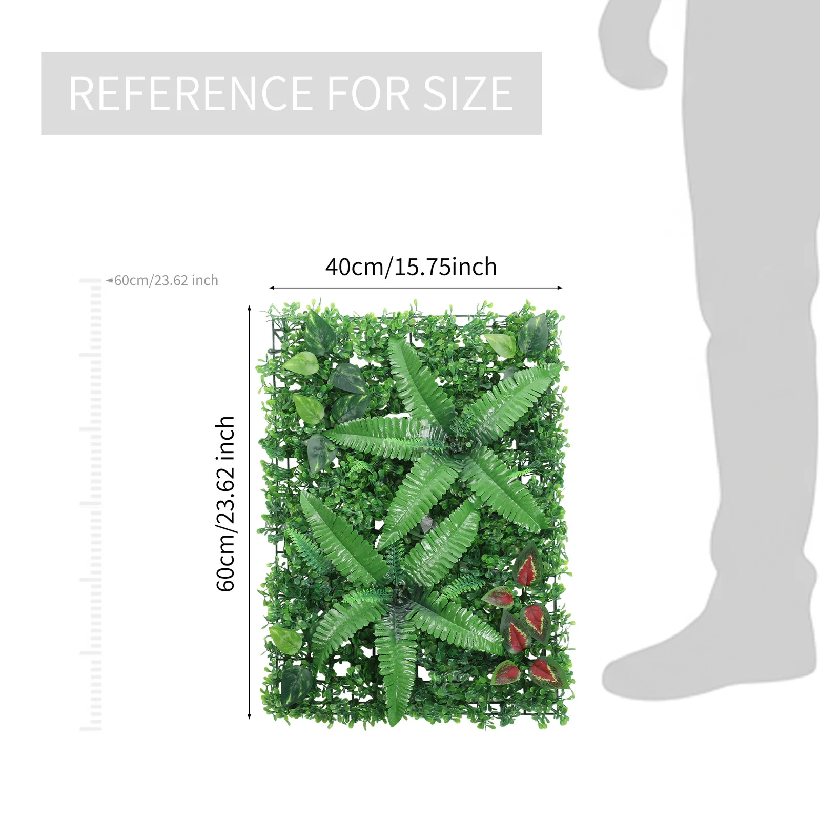9PCS Artificial Plant Wall Panels,40x60cm Artificial Green Plant Wall,  Mix and Match of Various Plant Varieties Enhance the Space