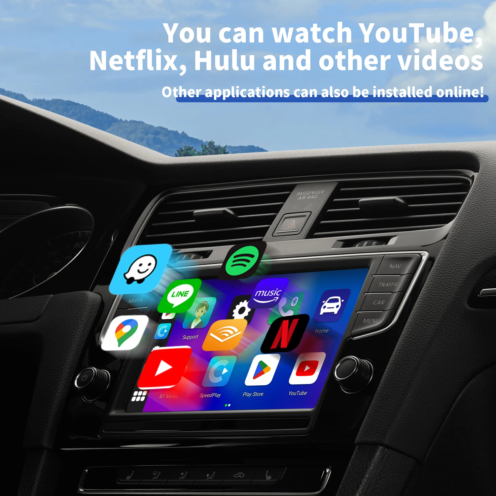 Leranda C6SE Bezprzewodowy CarPlay Ai Box Android Auto Apple CarPlay Adapter 2 w 1 2 GB 16 GB Plug&Play Zbudowany YouTube Netflix Tiktok