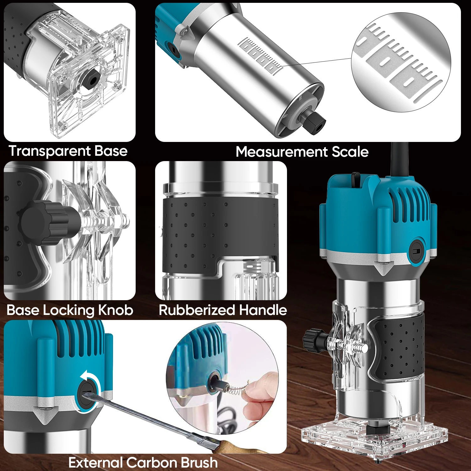 800 واط آلة التشذيب الكهربائية 6 سرعة 30000 دورة في الدقيقة النجارة طحن النقش اليد الخشب حافة راوتر المتقلب المنزل لتقوم بها بنفسك أدوات كهربائية