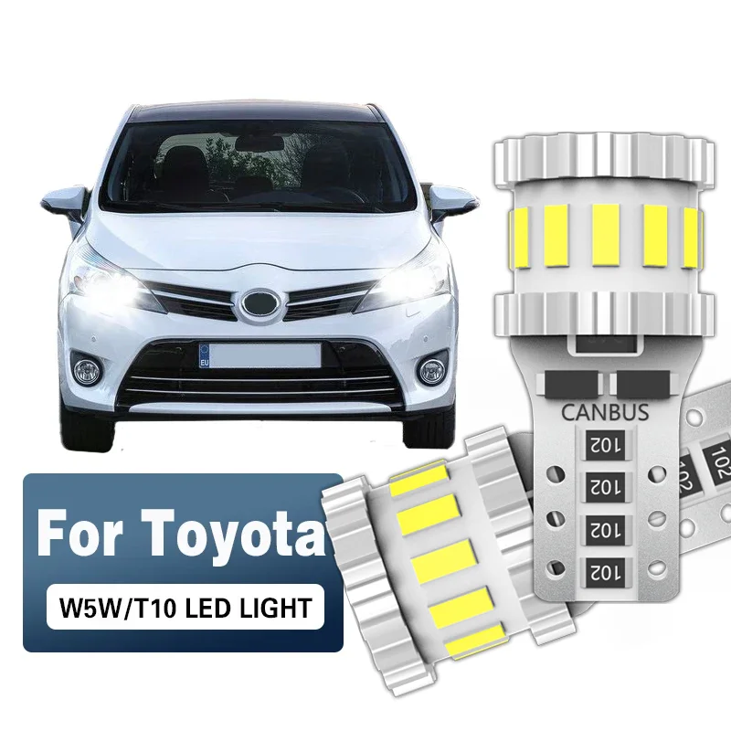 2xFor Toyota Verso 2009-2018,Avensis T22 T25 97-2008, Avensis T27 09-2011 T10 W5W LED Clearance Side Marker Parking Lights Bulbs