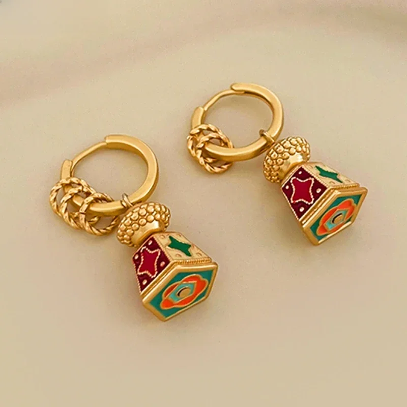 Moderner Schmuck Trend neue hochwertige Messing Kreis bunte Emaille Tropfen Ohrringe für Frauen