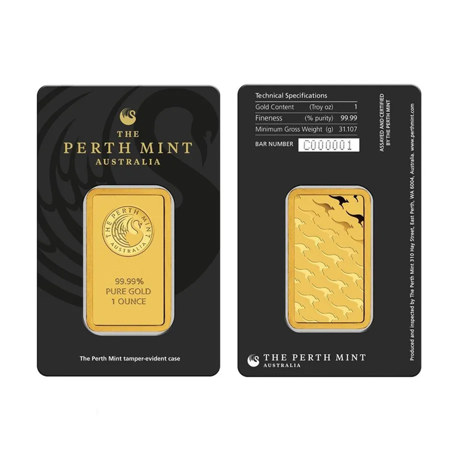 Australië Gold Bar-serie zegelverpakking met een onafhankelijk serienummer Messing kern Fake Gold Block Craft Collection Gift