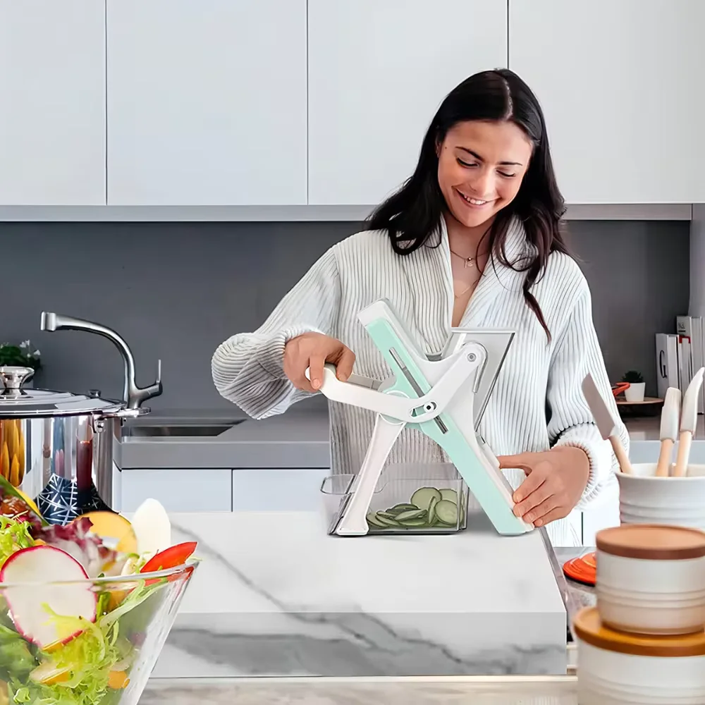 5 وظائف لقطع البطاطس والخضروات والخضراء والفواكه الإينوكس متعددة اليدوية