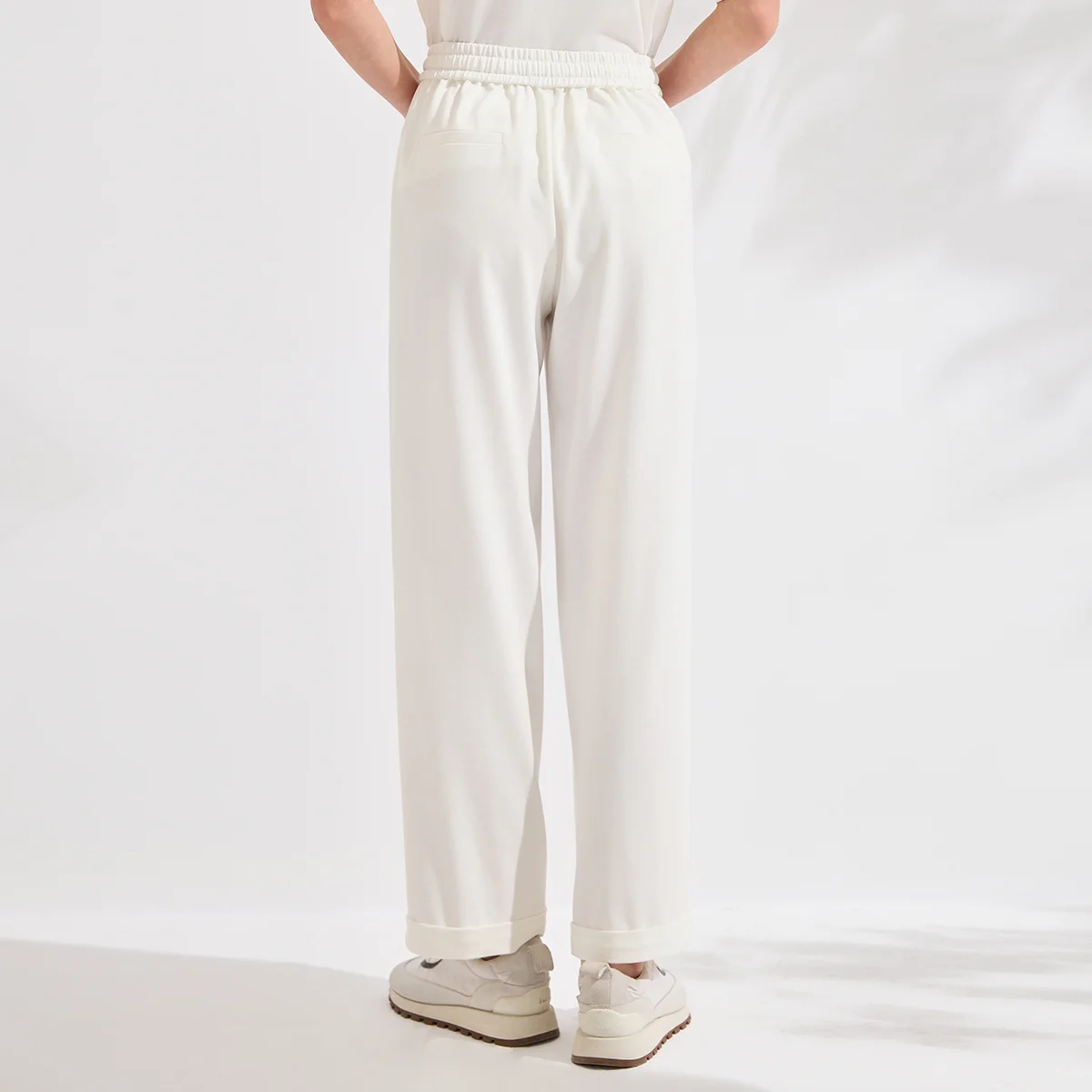KX9613614 Elegant Cotton Blend Trousers Women's Luxury Silver Line Detail Black Sweatpants High Quality Designer Slim Pants