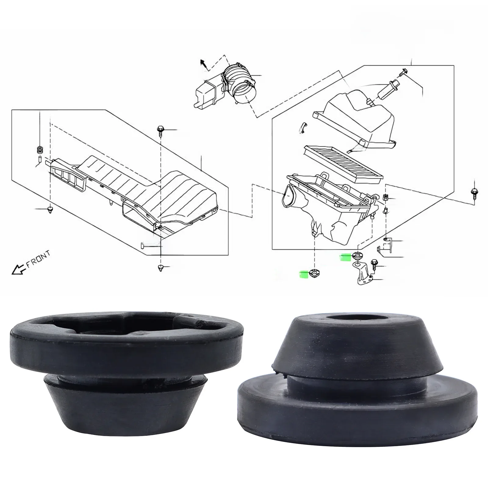 2x caoutchouc de montage de filtre à Air pour Nissan KICKS ALMERA MURANO SENTRA QUEST VERSA, assemblage de boîte de nettoyage, œillet tampon 16557-6N200