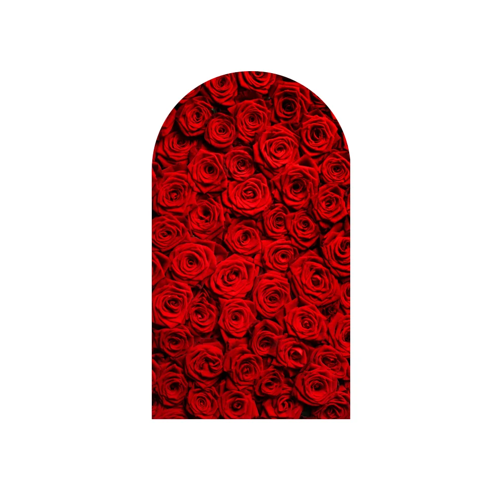 Red Rose Flower Birthday Wedding Bridal Party Arch Backdrop Cover