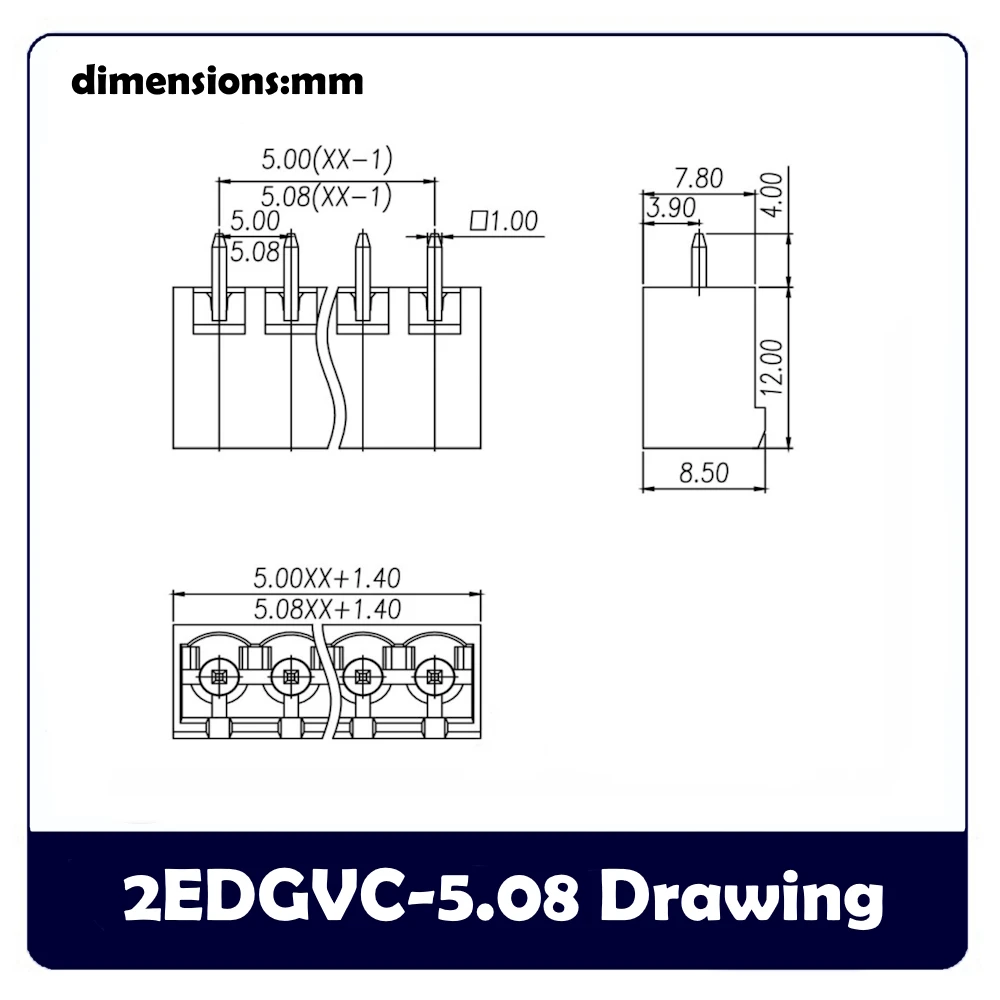 5PCS 4pin 2EDGR 2EDGV 2EDGK 2EDGRC 2EDGVC 5.08 4P Pluggable PCB Header Terminal Block Connector