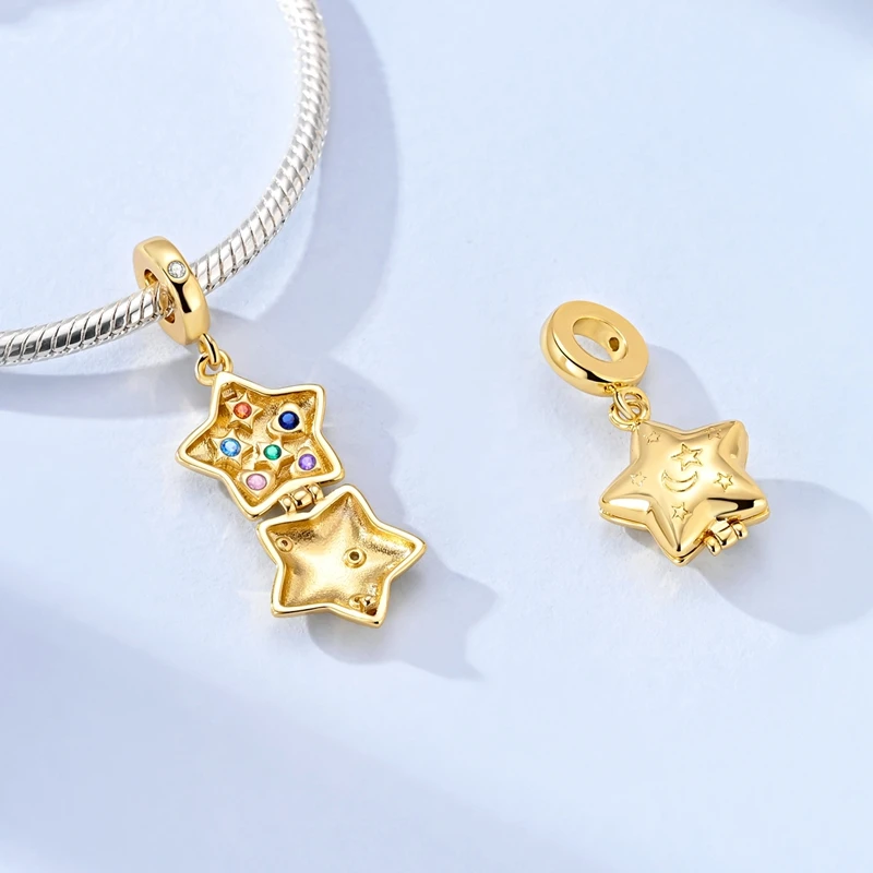 Heiße Goldene Serie 925 Sterling Silber Charms Anhänger Perle Liebe Familie Zirkon Charms Passend für Original Armband Frauen DIY Schmuck Geschenk – Detail 32