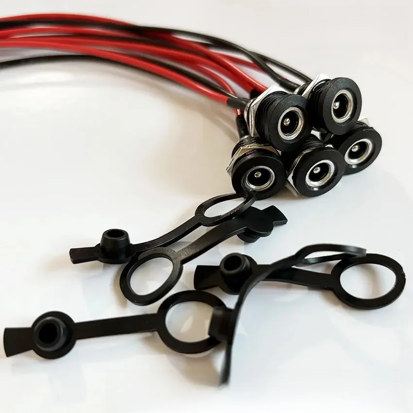 1szt Gniazdo zasilania DC z kablem 20AWG Przewodowe gniazdo ładowania DC 5.5 * 2.1 5.5 * 2.5mm Gniazdo zasilania wysokoprądowe żeńskie — zdjęcie 2