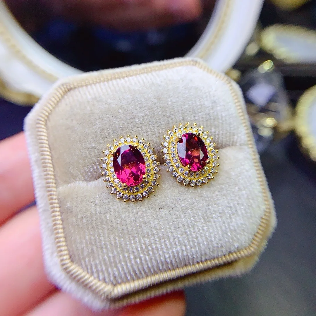 KJJEAXCMY غرامة مجوهرات 925 فضة أقحم المغنيسيوم الطبيعي الألومنيوم العقيق 6x8 مللي متر فتاة الأقراط الفاخرة لإرسال Girlfrieng #2