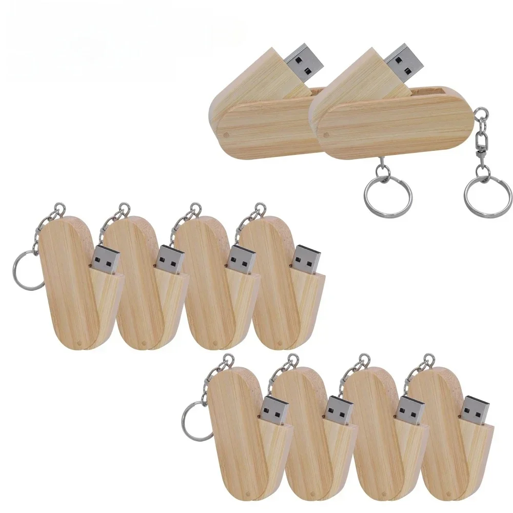 Clé USB 2.0 en bois, 10/20 pièces, clé USB 4 go 8 go 16 go 32 go 64 go 128 go, clé mémoire cadeau avec porte-clés, logo personnalisé gratuit