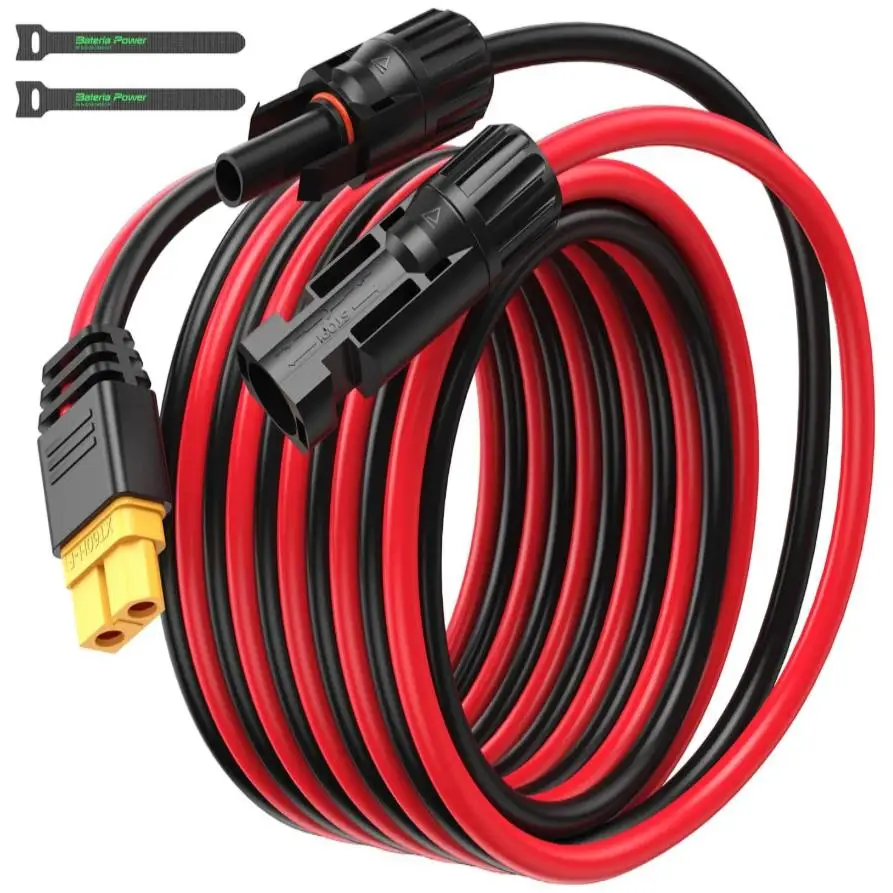 Bateria Power Solar to XT60 Charge Extension Cable 12AWG 3.3Ft Solar Connector to XT60 Adapter Cable for Solar Panel to LiFePO4