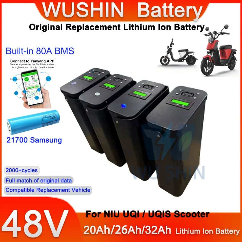 48V 26Ah 32Ah Lithium Battery for NIU UQi UQi+ Electric Scooter High Capacity Replacement Battery for Long Range Ride