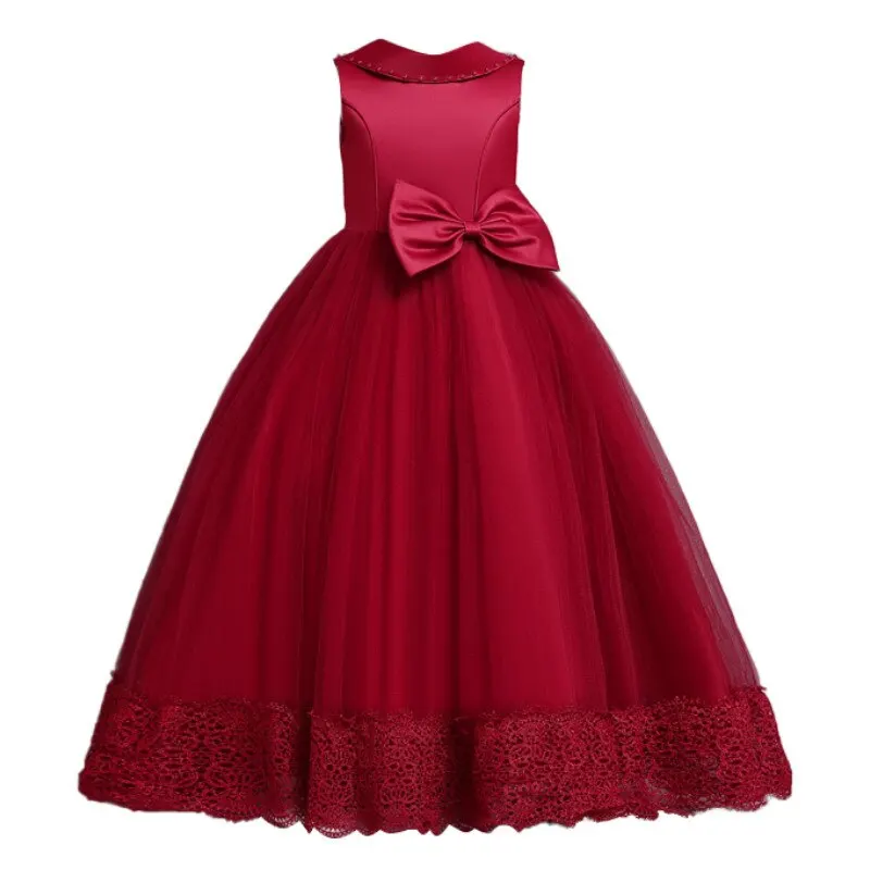 Crianças vestidos para meninas adolescente dama de honra elegante princesa casamento vestido de renda festa formal wear 8 10 12 14 anos c27153