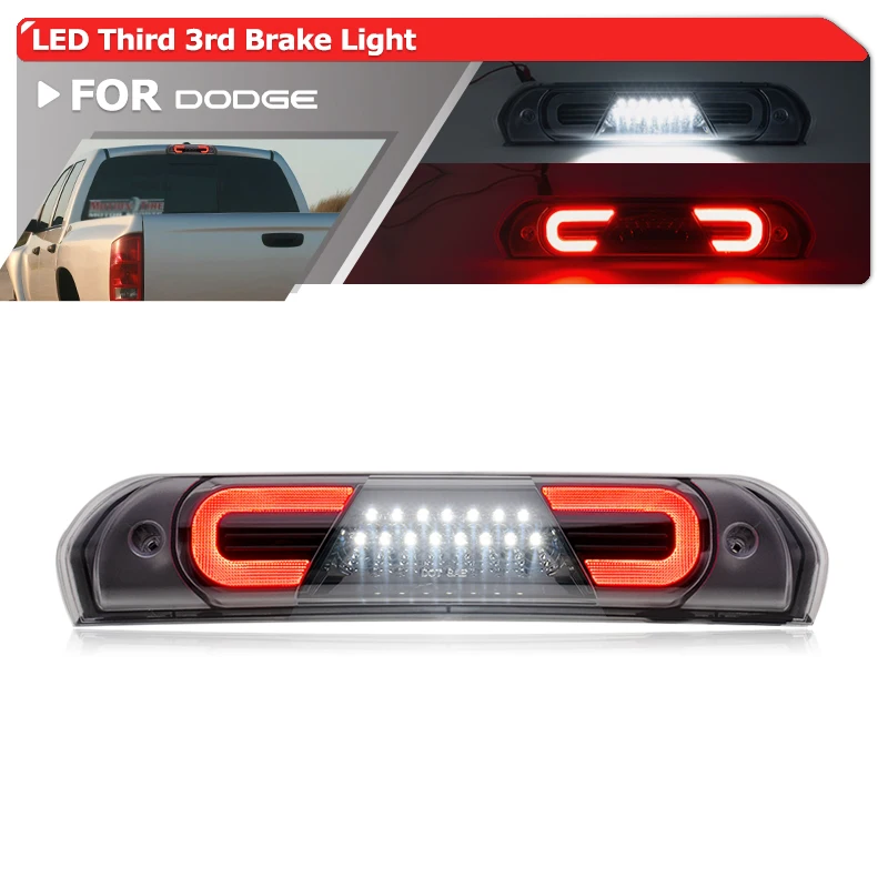 Fits For Dodge Gen3 2002-2008 Ram 1500 2003-2009 Ram 2500 3500 LED Third 3rd Brake Light Replacement White Reverse Cargo Kit