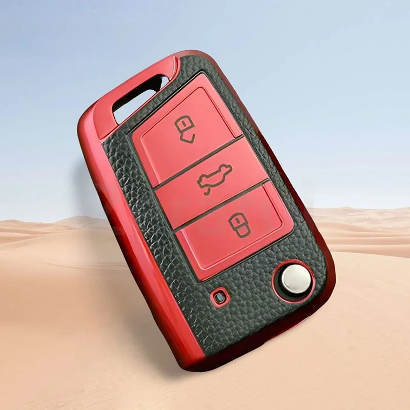 Étui pour clé de voiture en cuir TPU, coque pliable pour télécommande, pour Volkswagen VW MK7 GTI 7 Golf 7 Golf R Skoda Octavia A7 SEAT