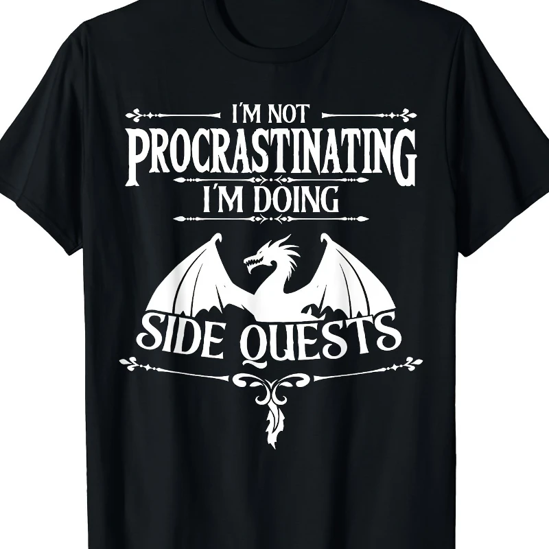 

Men's Pure Cotton Graphic T-shirt I'm Not Procrastinating I'm Doing Side Quests RPG Gamers T-Shirt - 200g