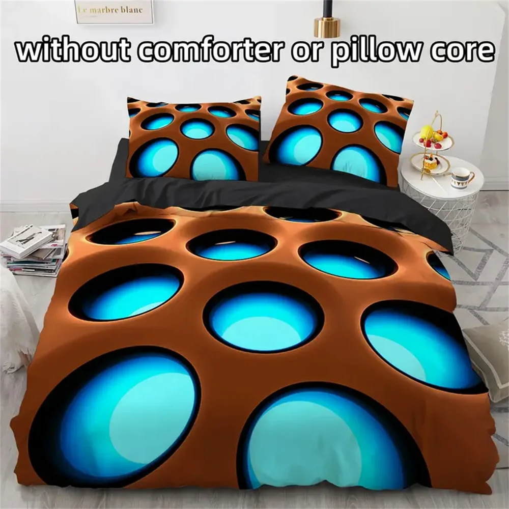 Abstract 3D Hole Printed Duvet Cover Set, Soft And Breathable Duvet Cover For Bedroom Guest Room Dorm, Household Bedding Set