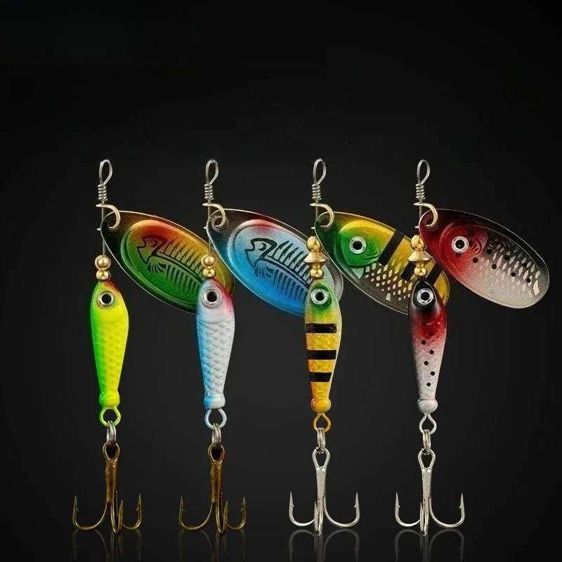 1/4 pièces rotatif métal Spinner leurres de pêche 9g paillettes Iscas artificiel dur appât merde bar brochet matériel de pêche