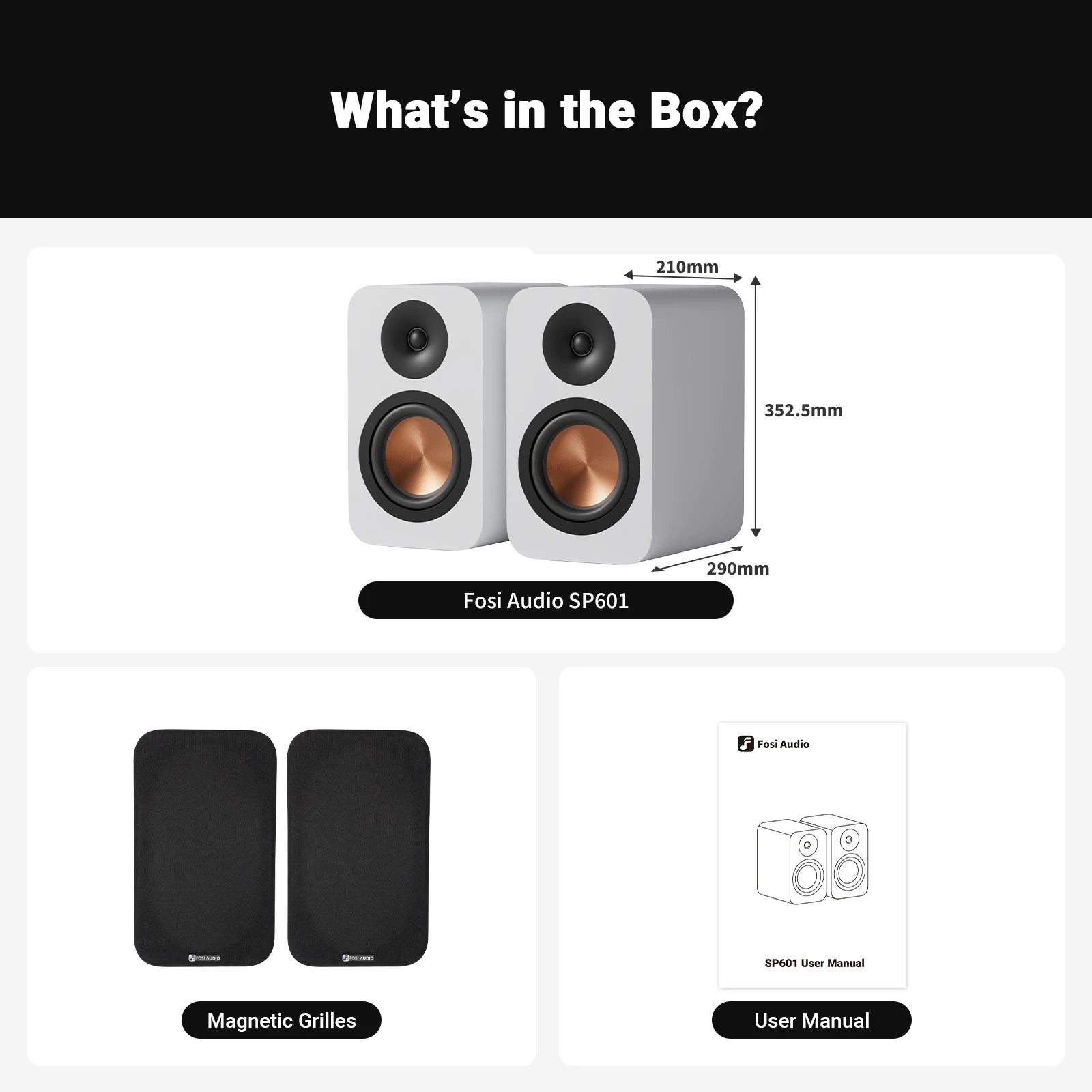 Fosi Audio SP601 6Ω 160W Altavoz de estantería Audio de alta fidelidad para cine en casa, computadora de escritorio