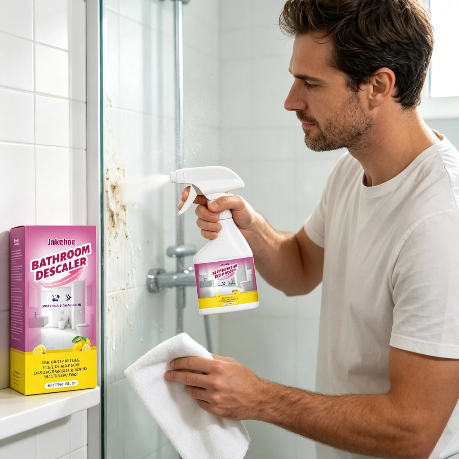 Jakehoe Bathroom Cleaning Spray Effective Deodorization Fast Dissolving Stains Remove Limescale No Residue Multi Surface Cleaner