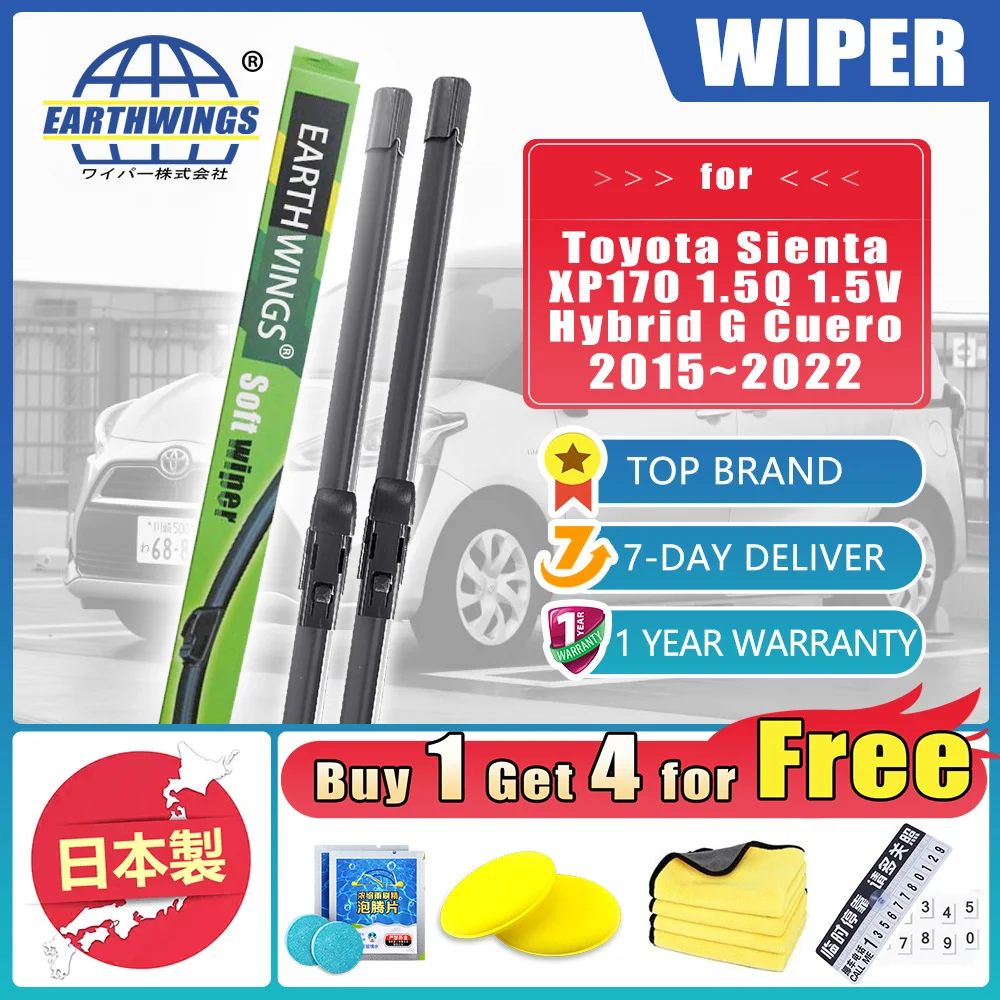 For Toyota Sienta XP170 2015~2022 1.5Q 1.5V Hybrid G Cuero Front Rear Wiper Blades Windshield Windscreen Car Accessories 2016