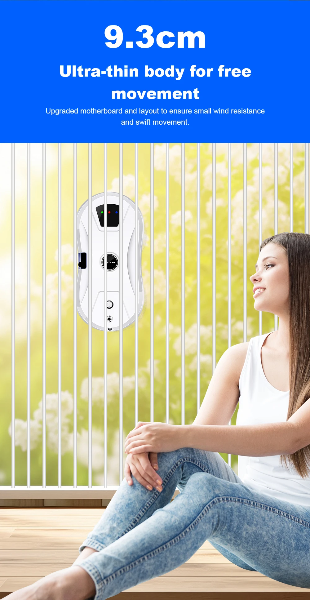 Liectroux YW610 Fensterreinigungsroboter, Ultraschall-Wassersprühgerät, ultraschlanker Staubsaugerroboter für Fenster, Glaswischer für Zuhause, Trocken- und Nasswischen, AI Route, Fernsteuerung – Detail 10