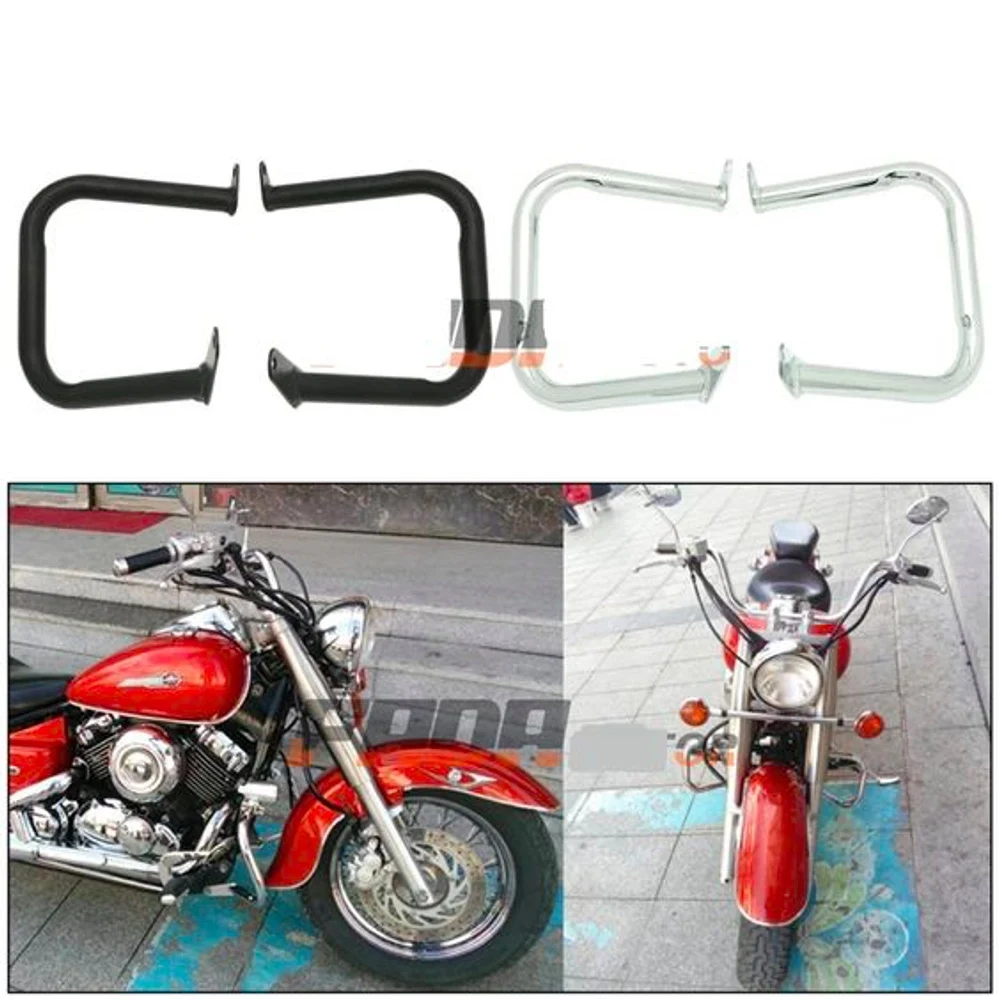 Engine Guard Crash Bar Metal for Yamaha Drag Star DS400 DS650 Vstar XVS400 XVS650 Classic Custom 97-16+ Chrome Silver / Black