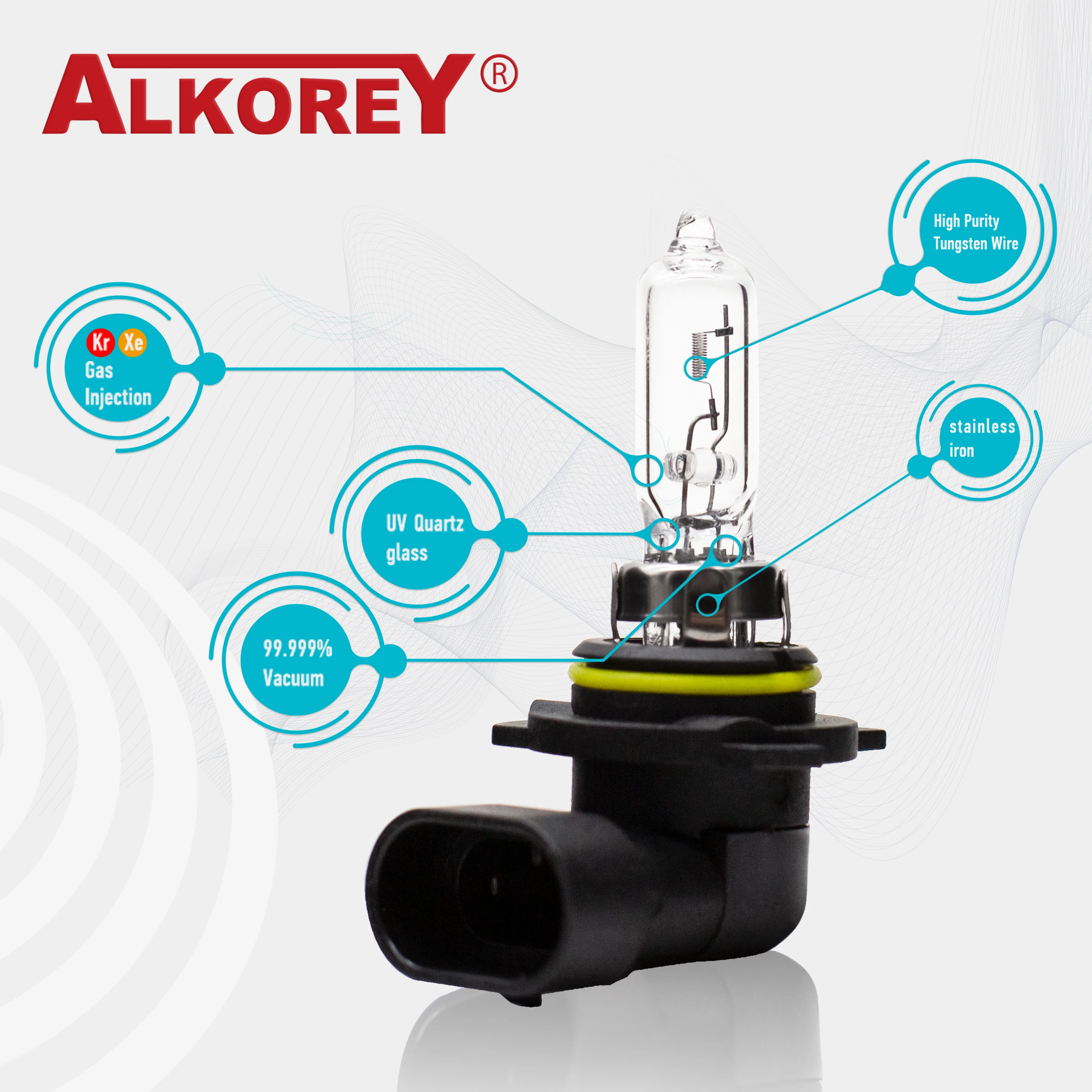 Alkorey-bombillas transparentes para faros delanteros de coche, Luz antiniebla de larga duración, lámparas halógenas de conducción, 9012 Hir2, 12V, 55W, 3350K, 2 uds.