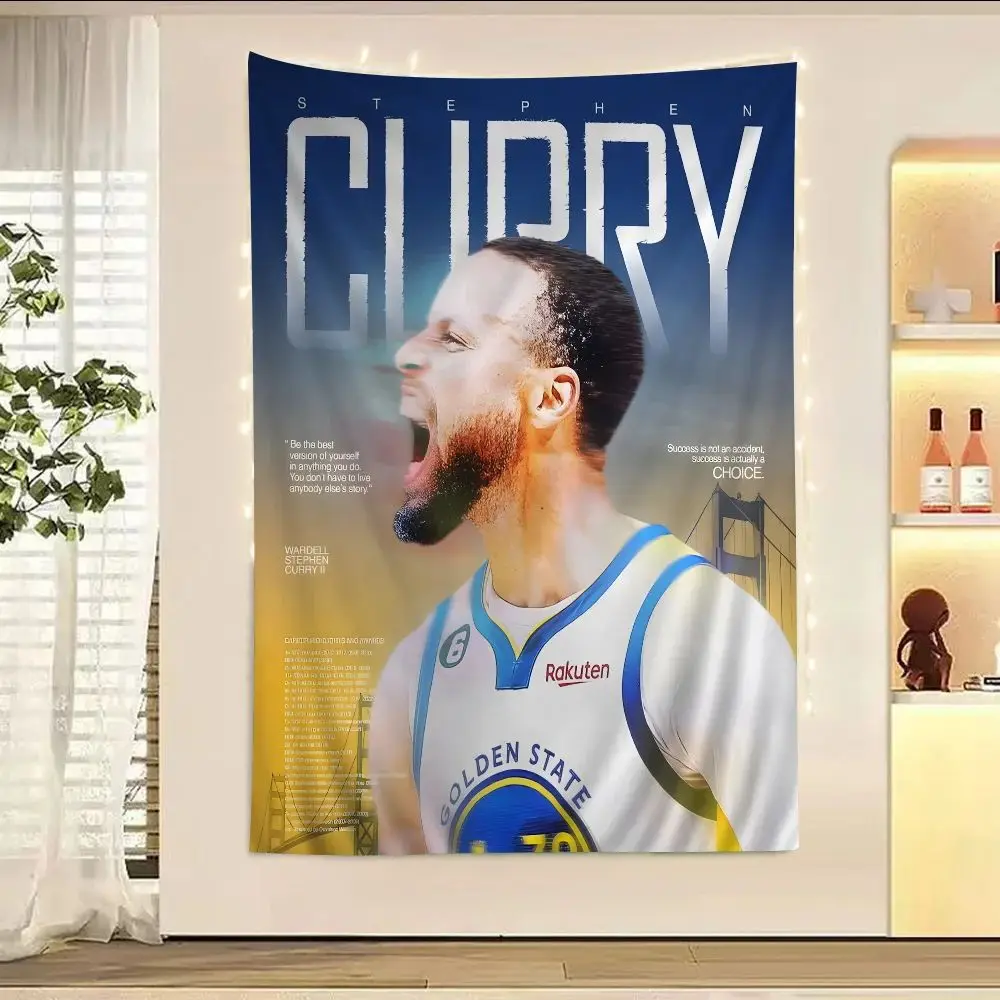 البوهيمي ستيف كاري نسيج غولدن ستايت ووريورز ديكور للتعليق على الحائط نمط الهبي طباعة كرة السلة الاحتفال المشجعين هدية