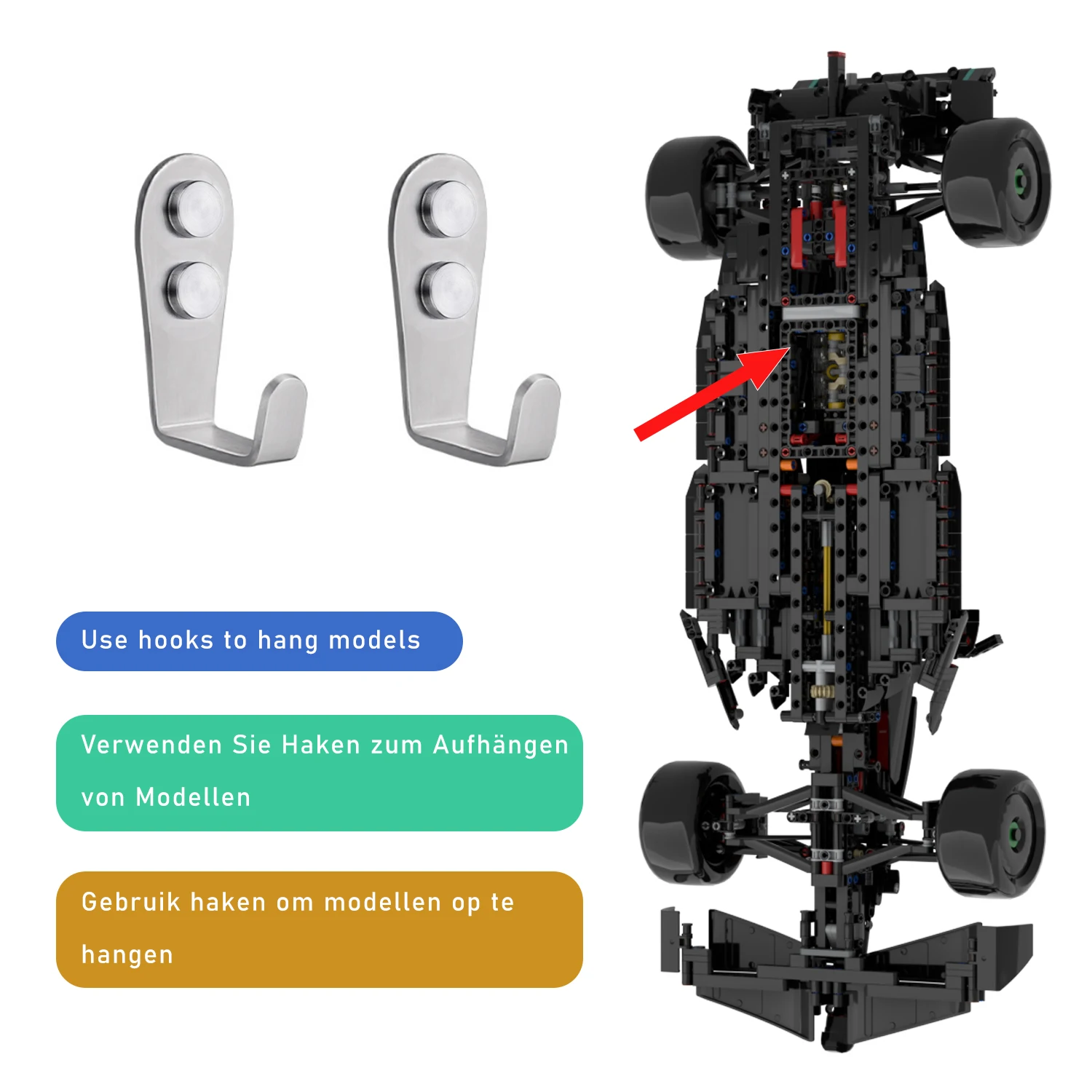 XGREPACK Goods Wall Mount Hook for Lego Technic Mercedes-AMG F1 W14 E (42171 Wall Hook)