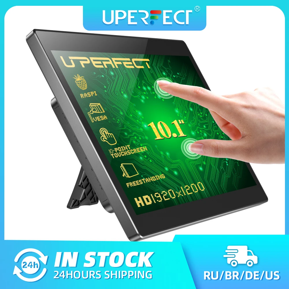 UPERFECT Raspberry Pi Screen 10.1’’ Touchscreen Protable Monitor IPS FHD Dual Speakers HDMI USB Compatible with Various Devices