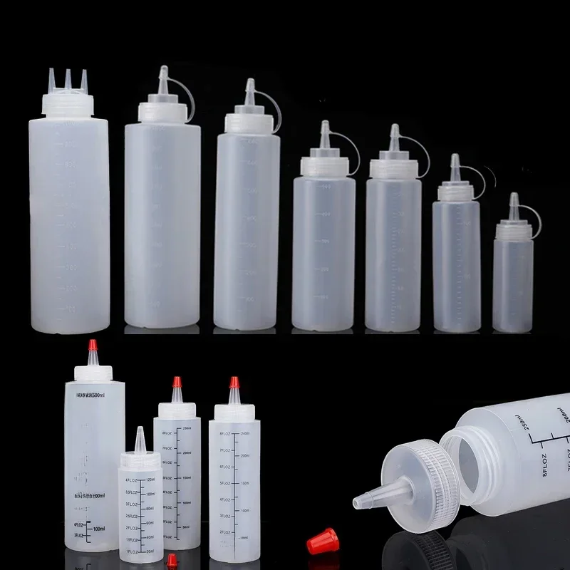 Bouteilles vides en plastique PE 120ml-1000ml, 1 pièce, bouteilles à presser polyvalentes pour condiments, bouteilles à gicler, conteneurs pour Sauces, Ketchup, huiles de barbecue