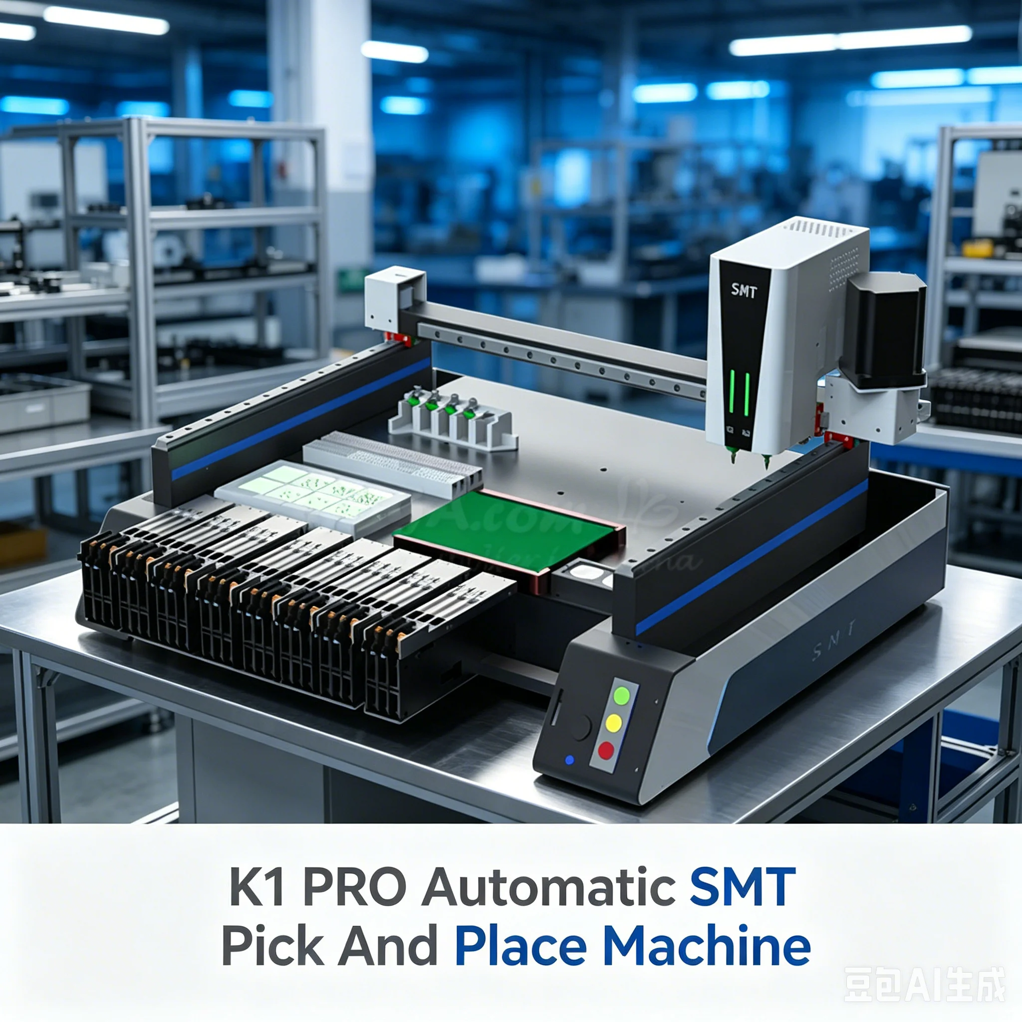 K1 PRO Desktop SMT Mounter Triple Vision High Speed Pick and Place Machine Dual Heads Auto Nozzle Changer 4000pcs/Min for LED SMD PCB Prototype Assembly Line