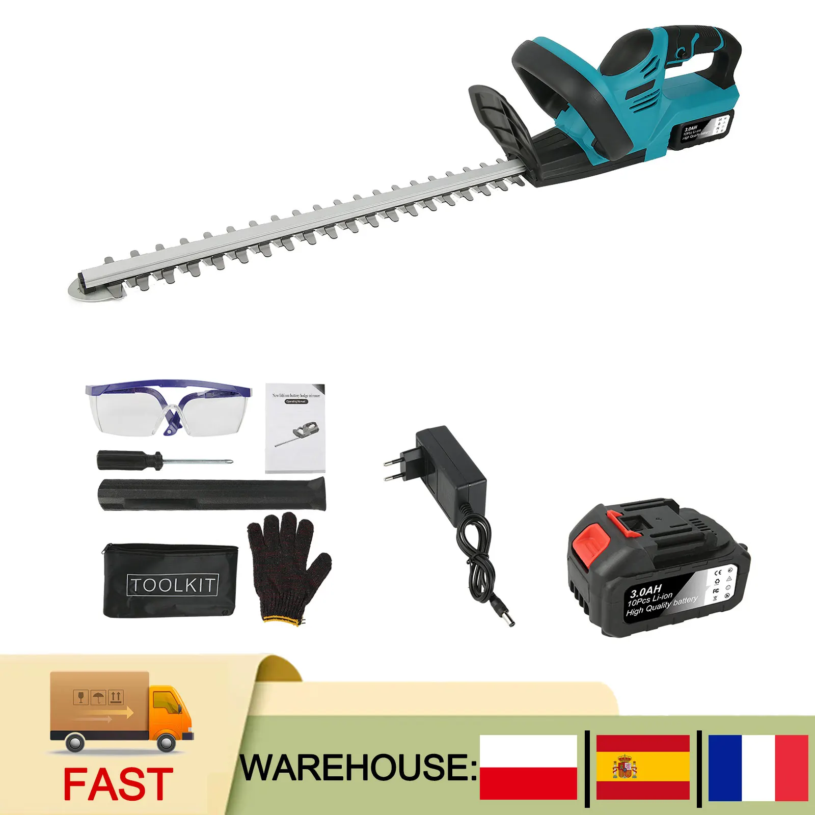 Taille-haie électrique sans fil 21V, outil de jardinage portable pour une coupe efficace des haies, des arbustes et des plantes de jardin